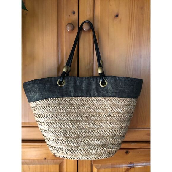 Sun And Sand Beaded Woven Purse Tote Bag Boho Beach Summer - Picture 4 of 12